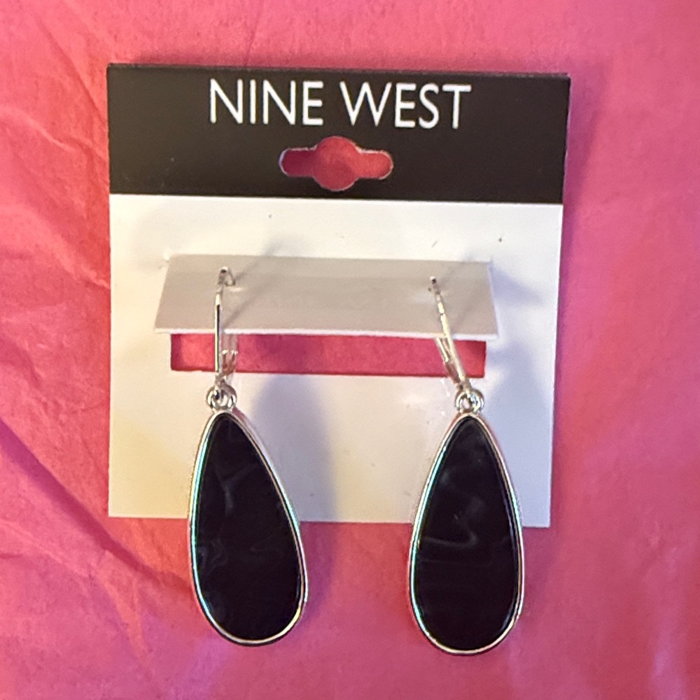 Nine West Silver and Black Teardrop Earrings